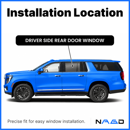 Tempered Driver Left Side Rear Door Window Door Glass Compatible with Chevrolet Suburban / GMC Yukon XL 2021-2026 Models (Not For Yukon)
