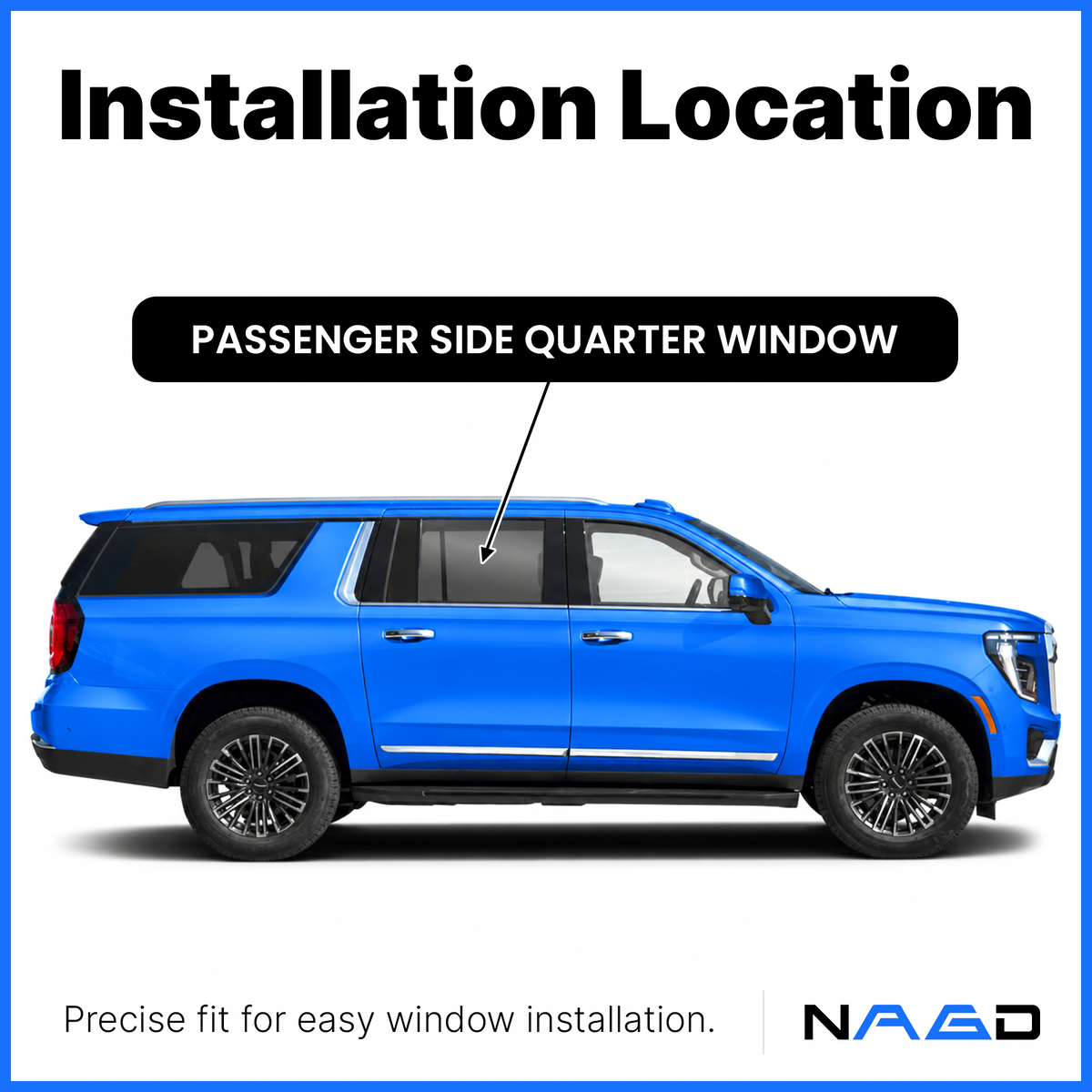 Tempered Passenger Right Side Rear Door Window Door Glass Compatible with Chevrolet Suburban / GMC Yukon XL 2021-2026 Models (Not For Yukon)