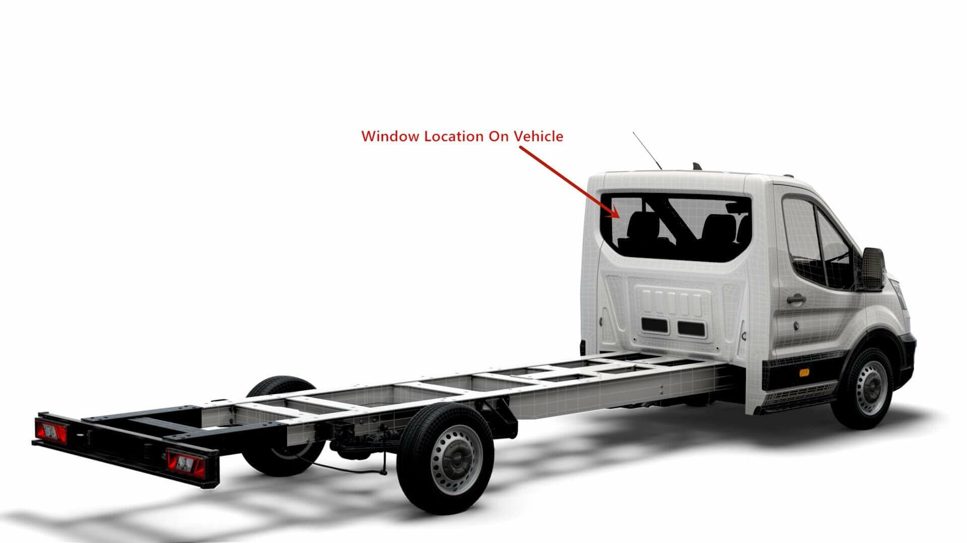 Back Window Back Glass Compatible with Ford Transit 110.2" High-Roof / 100.8" Mid-Roof Chassis Cab 2015-2026 Models
