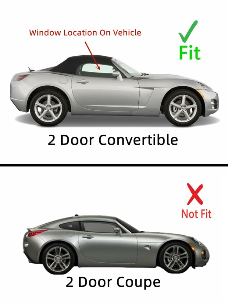 Passenger Right Side Door Window Door Glass Compatible with Saturn Sky/Pontiac Solstice 2006-2010 2 Door Convertible Models