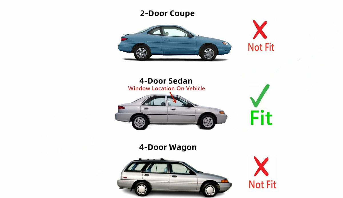 Passenger Right Side Front Door Window Door Glass Compatible with Ford Escort/Mercury Tracer 4 Door Sedan 1997-2002 Models