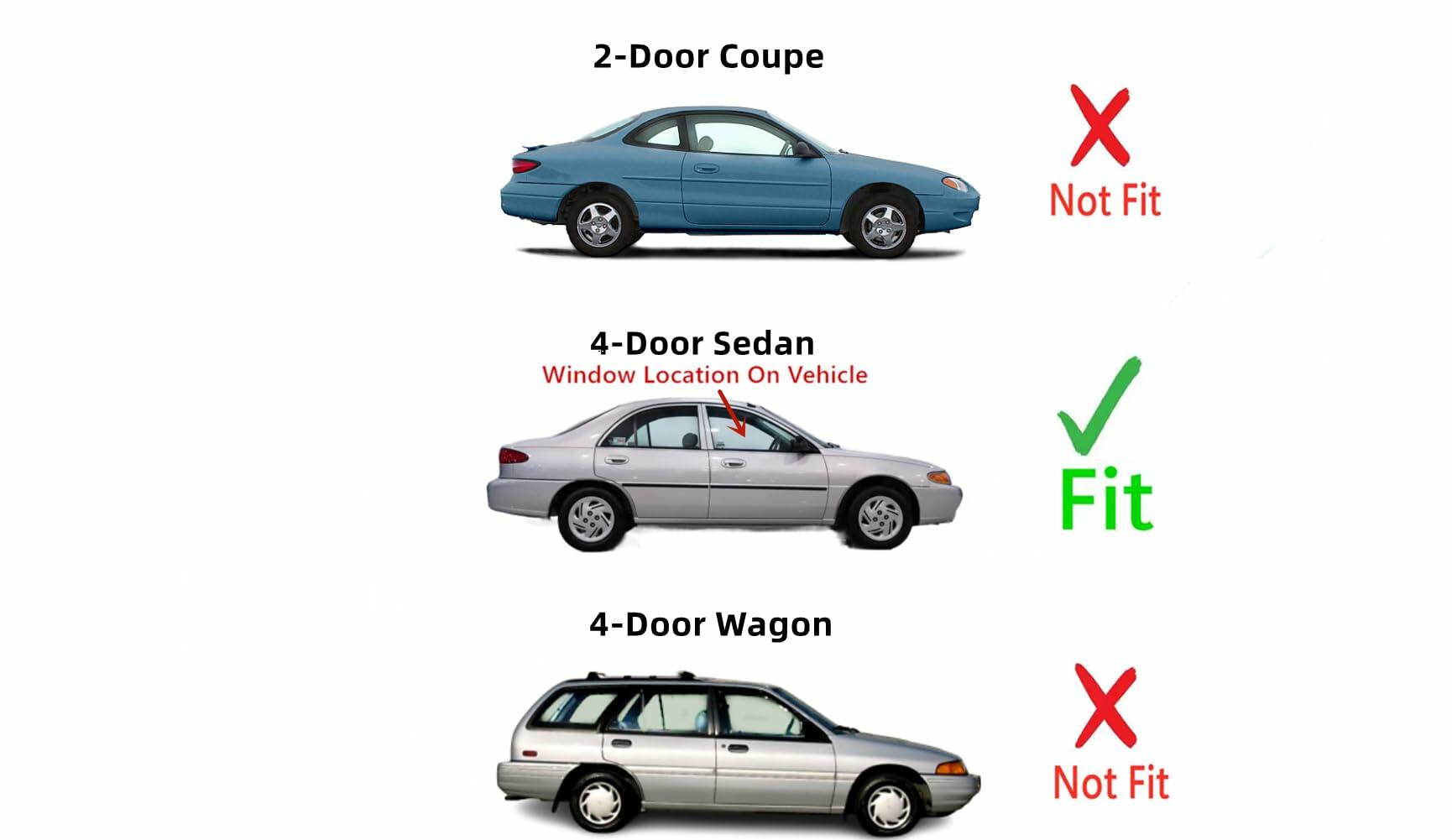 Passenger Right Side Front Door Window Door Glass Compatible with Ford Escort/Mercury Tracer 4 Door Sedan 1997-2002 Models