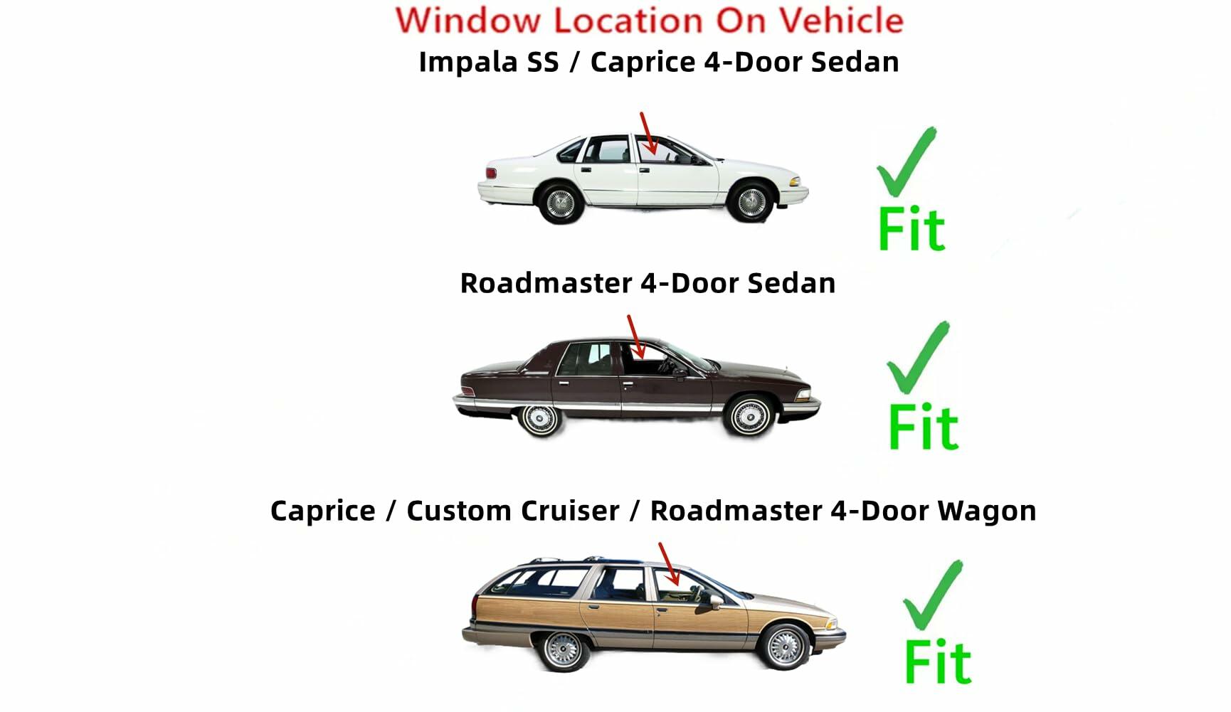Passenger Right Side Front Door Window Door Glass Compatible with Oldsmobile Custom Cruiser 1991-1992 Models/Chevrolet Impala SS 1994-1996 Models