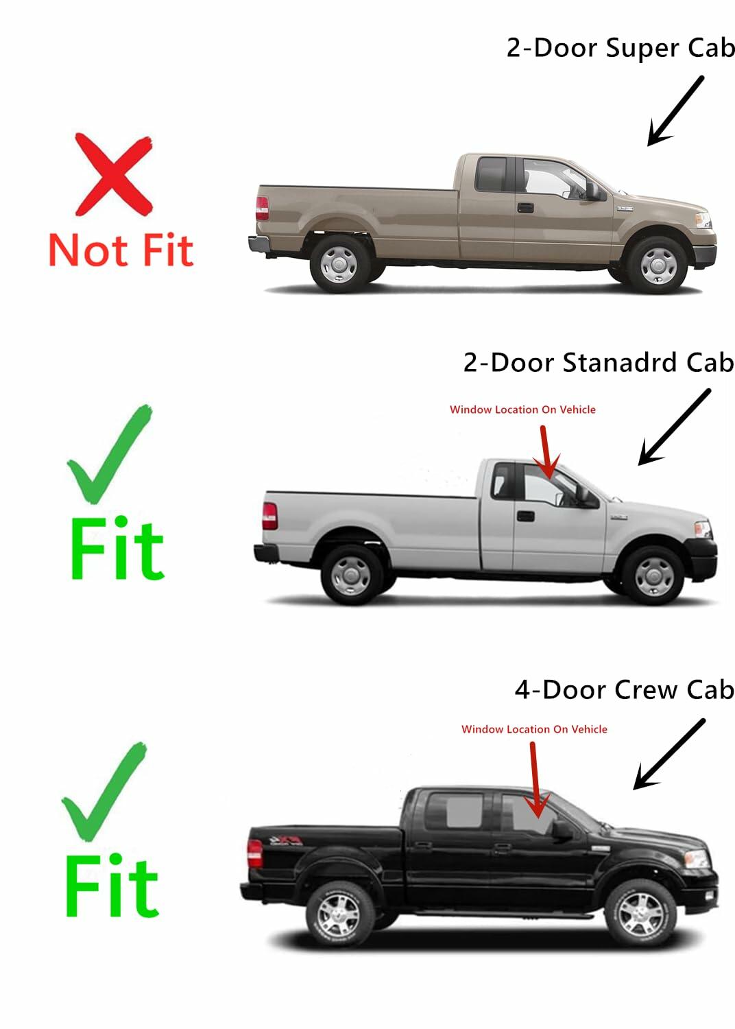 Passenger Right Side Front Door Window Door Glass Compatible with Ford F150 2004-2008 2 Door Standard&4 Door Crew Cab Models/Ford Lobo 2004-2005 Models/Lincoln Mark LT 2006-2008 Models