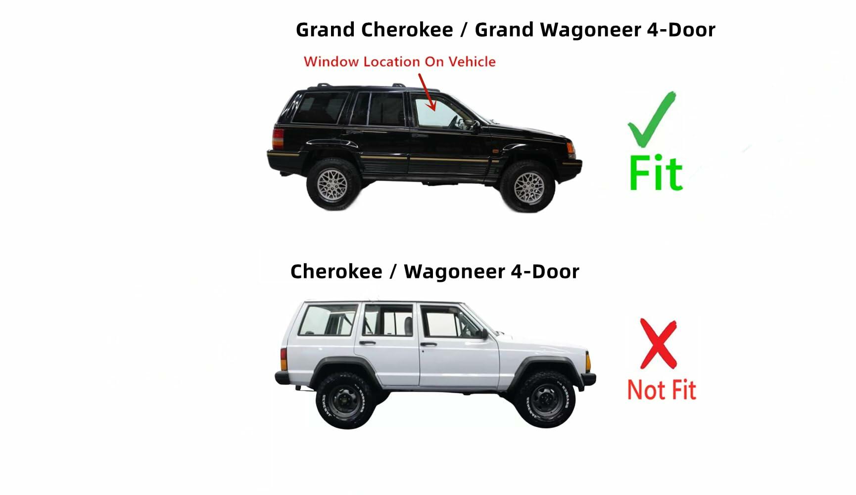 Passenger Right Side Front Door Window Door Glass Compatible with Jeep Grand Cherokee 1993-1998 / Grand Wagoneer 1993 Models