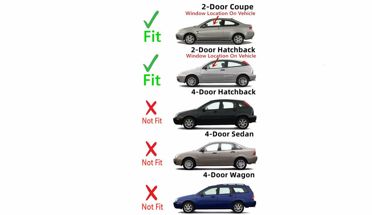 Driver Left Side Door Window Door Glass Compatible with Ford Focus 2 Door Hatchback 2000-2007 Models/ 2 Door Coupe 2008-2011 Models