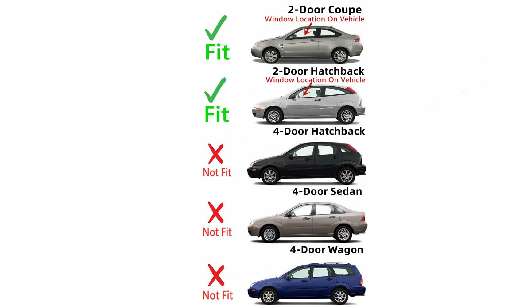 Driver Left Side Door Window Door Glass Compatible with Ford Focus 2 Door Hatchback 2000-2007 Models/ 2 Door Coupe 2008-2011 Models