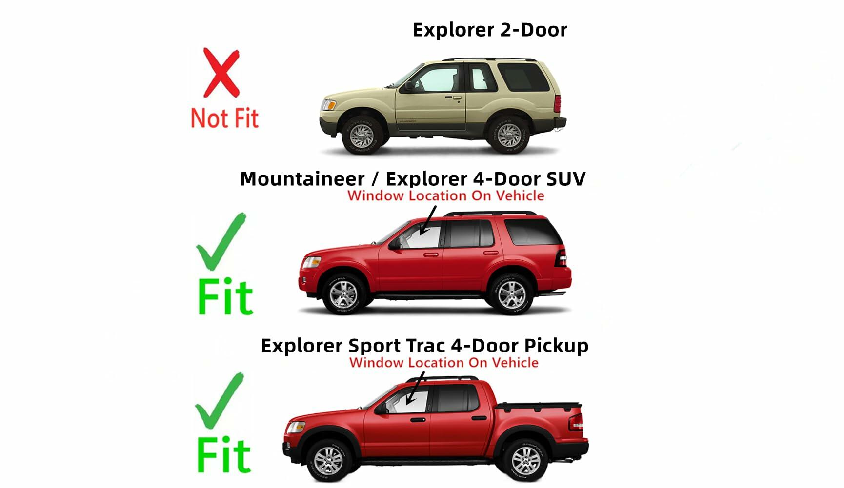 Driver Left Side Front Door Window Door Glass Compatible with Ford Explorer/Mercury Mountaineer 2002-2010 4 Door Models/Ford Explorer Sport Trac 2007-2010 Models