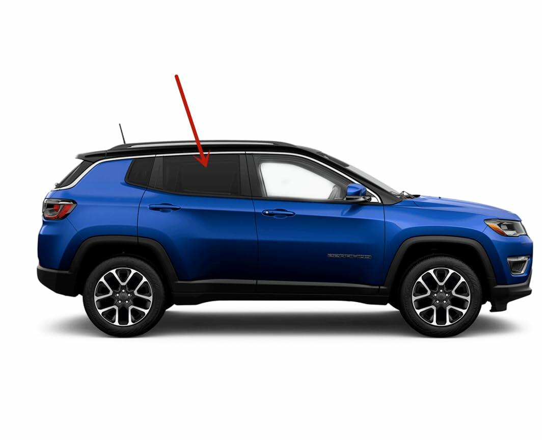 Passenger Right Side Rear Door Window Door Glass Compatible with Jeep Compass MP 2017-2026 Models (Not For Compass MK)