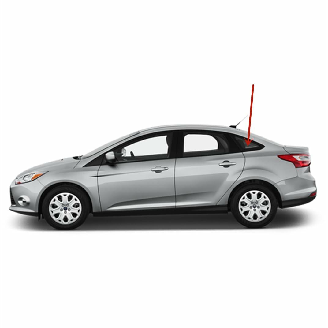 OE Black Moulding Driver Left Side Rear Quarter Window Quarter Glass Compatible with Ford Focus 4 Door Sedan 2012-2018 Models