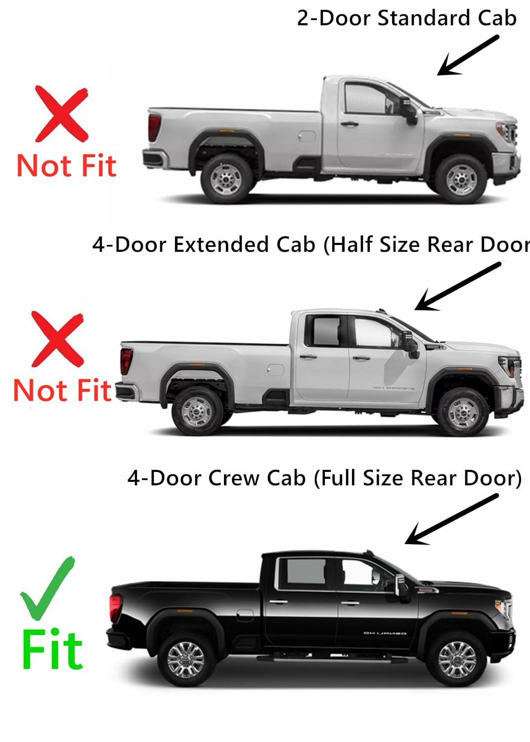Passenger Right Side Rear Door Window Door Glass Compatible with Chevrolet Silverado 2500/3500 2020-2026 & GMC Sierra 2500/3500 2020-2026 4 Door Crew Cab Pickup (Full Size Rear Door) Models