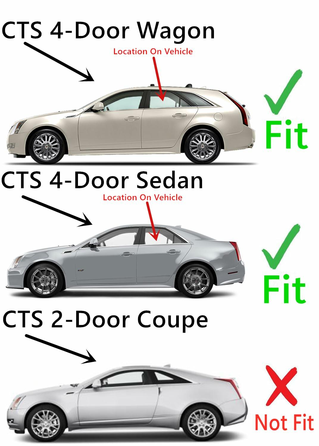 Driver Left Side Rear Door Window Door Glass Compatible with Cadillac CTS 4 Door Sedan 2008-2013 Models/4 Door Wagon 2010-2014 Models
