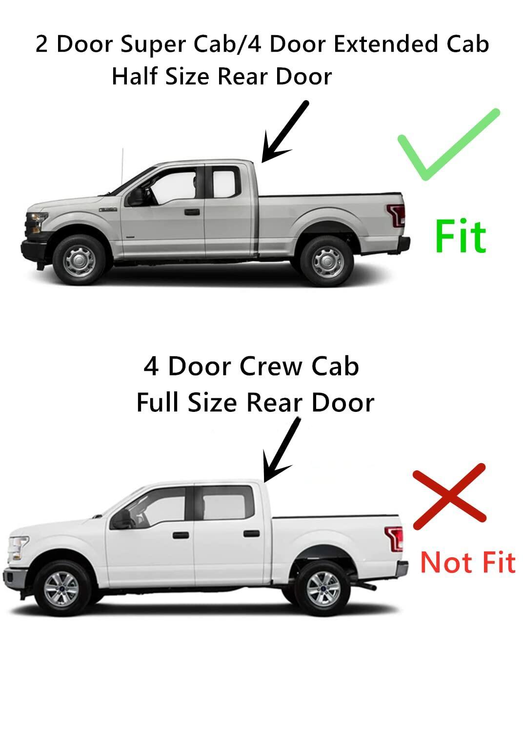 Driver Left Side Rear Door Window Door Glass Compatible with Ford F150 2015-2020 / F250 F350 F450 F550 2017-2022 Super Cab/Extended Cab Pickups Models