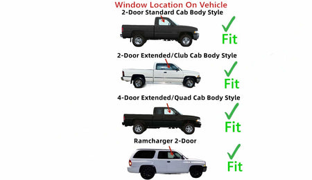 Passenger Right Side Front Door Window Door Glass Compatible with Dodge Ram Pickup 1500 1994-2001 Models/2500 3500 1994-2002 Models / Ramcharger 1999-2003