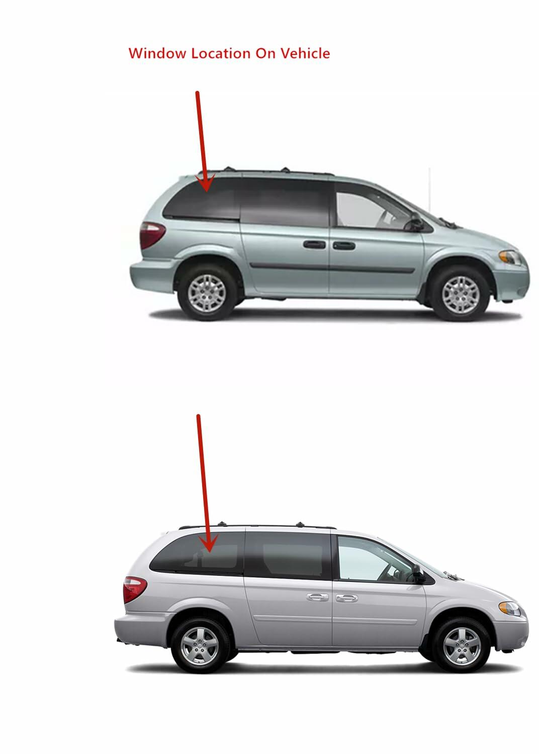 Passenger Right Side Rear Sliding Door Window Door Glass Compatible with Chrysler Voyager Grand Voyager Town & Country / Dodge Caravan Grand Caravan / Plymouth Voyager Grand Voyager 1996-2000 Models