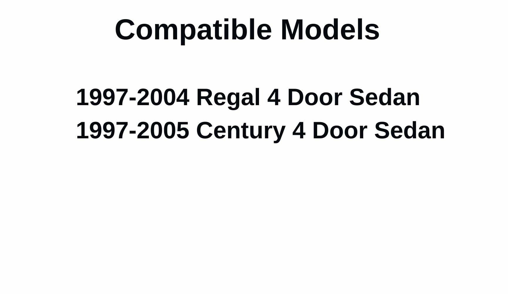 Passenger Right Side Rear Door Window Door Glass Compatible with Buick Regal / Century 4 Door Sedan 1997-2005 Models