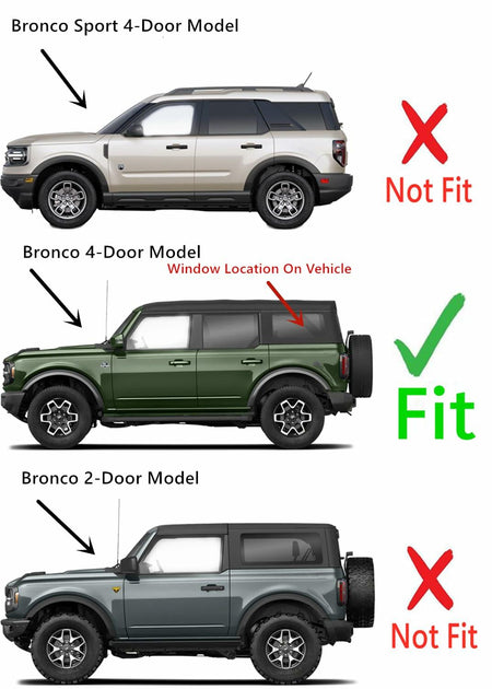 OEM Tempered Driver Left Side Quarter Window Quarter Glass Compatible with Ford Bronco 2021-2026 4 Door Models