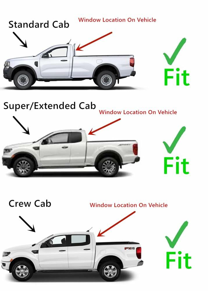 Heated Manual Back Slider Back Window Back Glass Compatible with Ford Ranger Pickup 2019-2023 Models