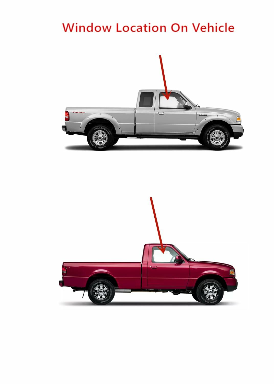 Passenger Right Side Door Window Door Glass Compatible with Ford Ranger Pickup 1993-2011 / Mazda B3000 B4000 B2500 B2300 Pickup 1994-2010 Models