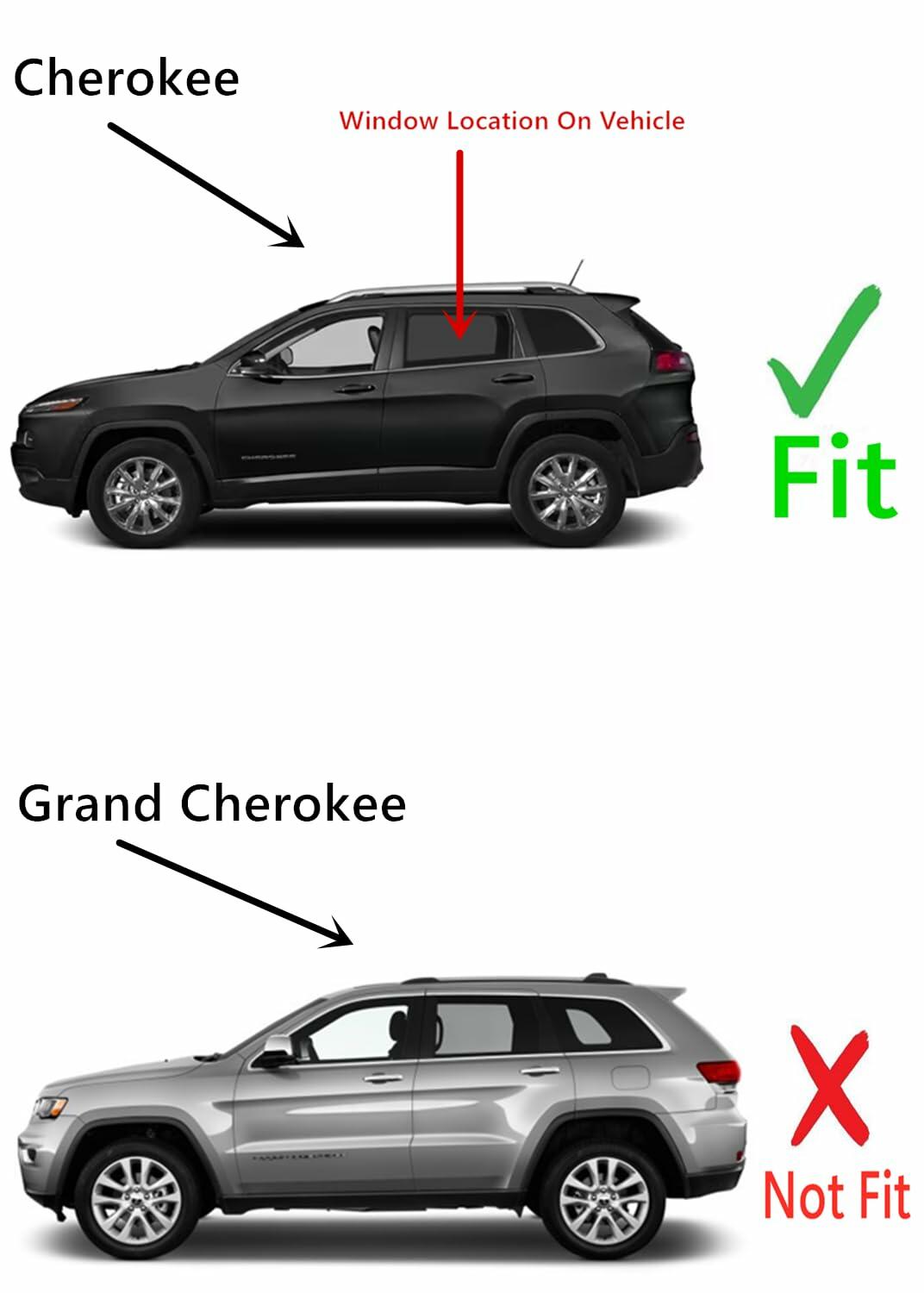 Driver Left Side Rear Door Window Door Glass Compatible with Jeep Cherokee 2014-2023 Models (Not For Grand Cherokee)