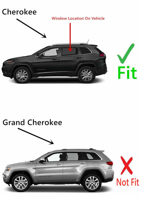 Driver Left Side Rear Door Window Door Glass Compatible with Jeep Cherokee 2014-2023 Models (Not For Grand Cherokee)
