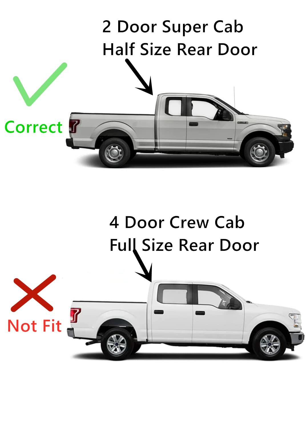 Passenger Right Side Rear Door Window Door Glass Compatible with Ford F150 2015-2020 / F250 F350 F450 F550 2017-2022 Super Cab/Extended Cab Pickups Models
