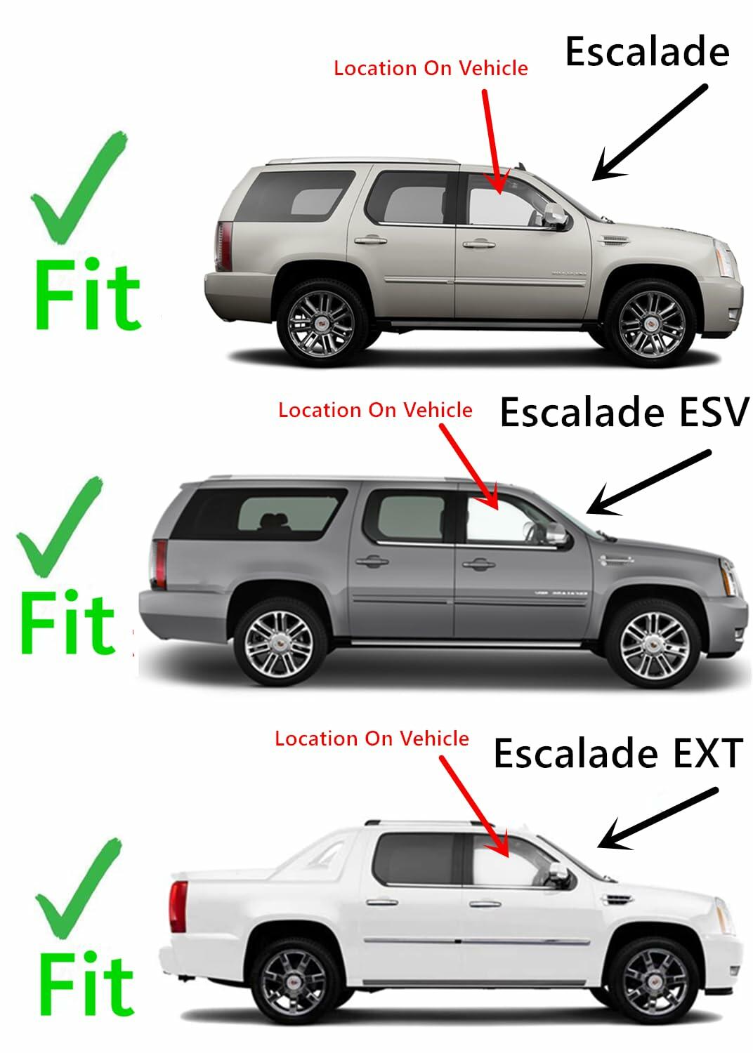 Passenger Right Side Front Door Window Door Glass Compatible with Cadillac Escalade 2007-2014 Models
