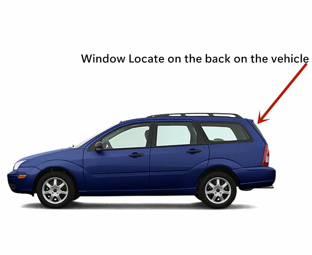 Heated W/Wiper Hole Style Back Window Back Glass Compatible with Ford Focus 2000-2007 4 Door Station Wagon Models