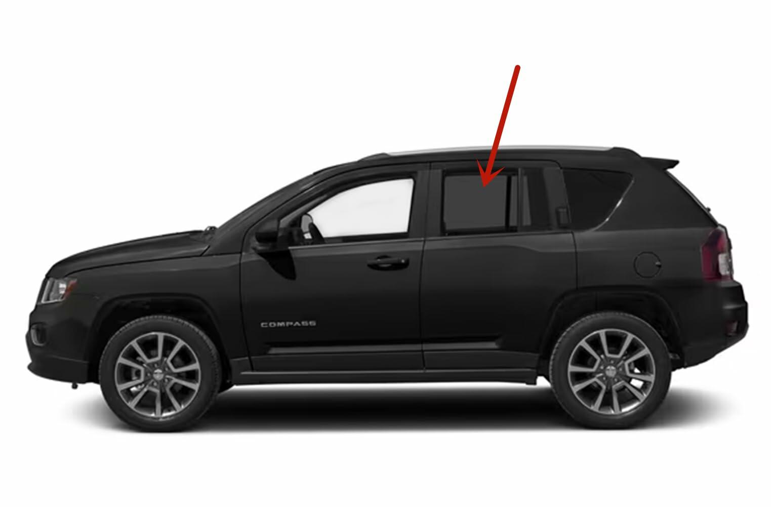 Driver Left Side Rear Door Window Door Glass Compatible With Jeep Compass 2007-2016 Models/ Compass MK 2017 Models