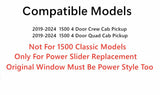 Power Back Slider Window Back Glass Compatible with Ram Pickup 1500 2019-2024 4 Door Models (Not For 1500-Classic)
