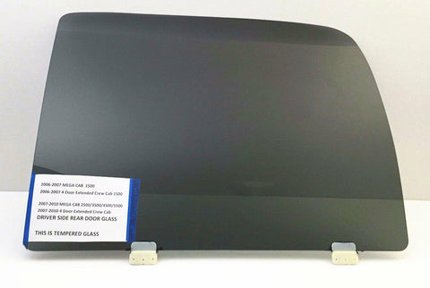 Tempered Driver Left Side Rear Door Window Door Glass Compatible with Dodge Ram Pickup 1500 2500 3500 4500 4 Door Extended Crew/Mega Cab 2007-2009 Models