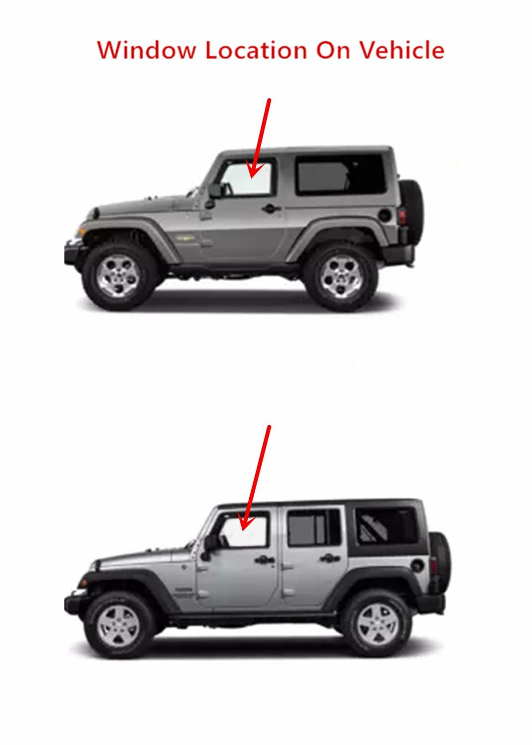 Driver Left Side Front Door Window Door Glass Compatible with Jeep Wrangler 2007-2017 Models/ Wrangler JK 2018 Models