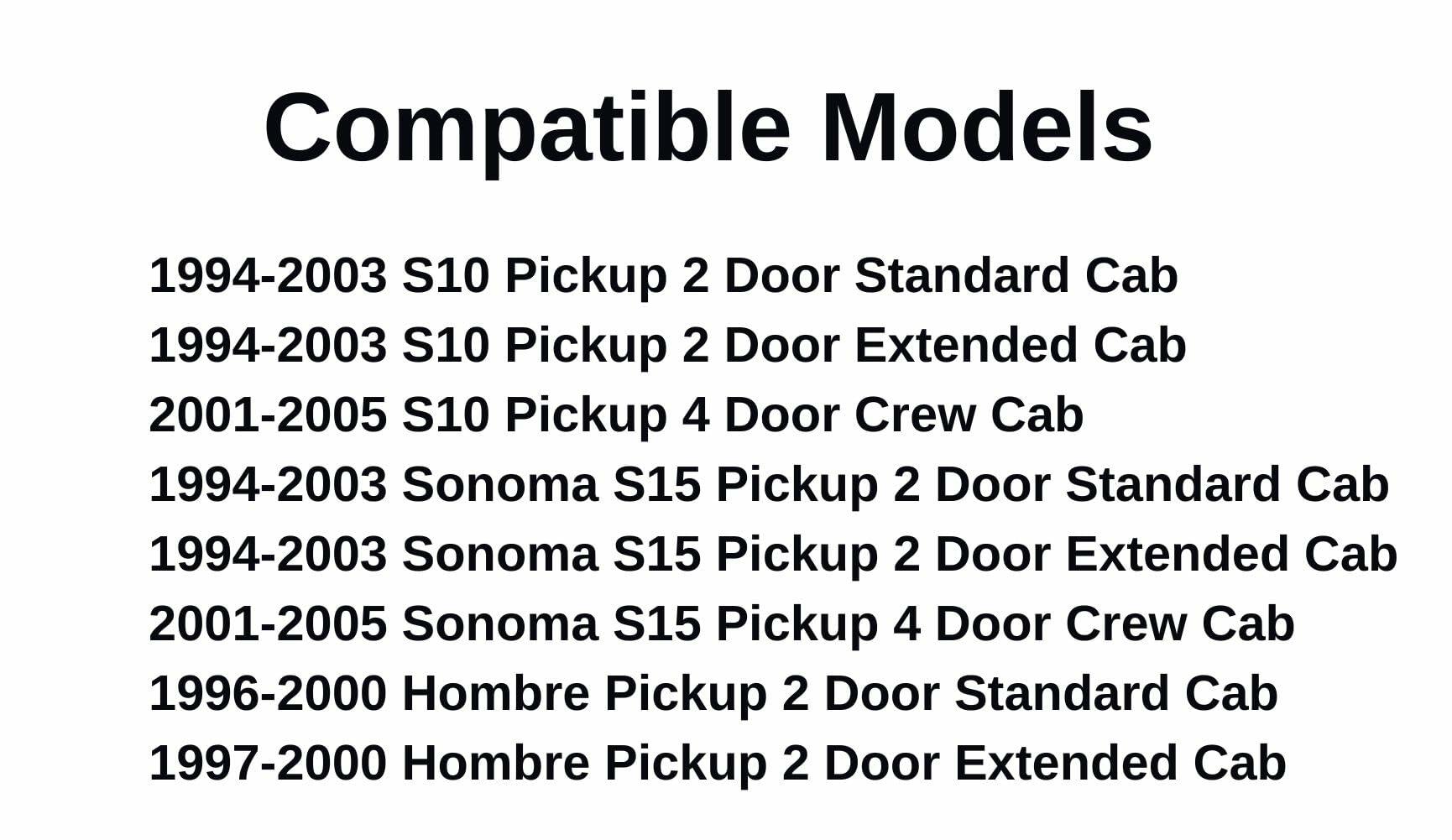 Privacy Stationary Back Window Back Glass Compatible with Chevrolet S10 & GMC Sonoma S15 1994-2005 / Isuzu Hombre Pickup 1996-2000 Models