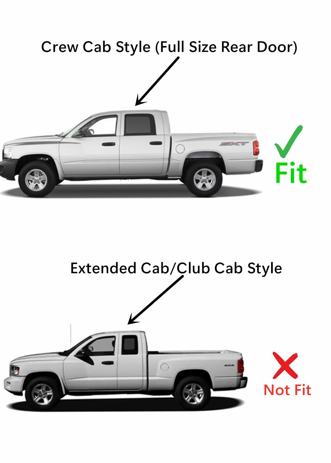 Driver Left Side Rear Door Window Door Glass Compatible with Dodge Dakota/Ram Dakota/Mitsubishi Raider 2005-2011 4 Door Crew Cab Pickup Models