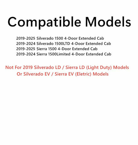 Driver Left Side Rear Door Window Door Glass Compatible with Chevrolet Silverado/GMC Sierra 1500 4 Door Extended Cab 2019-2026 Models