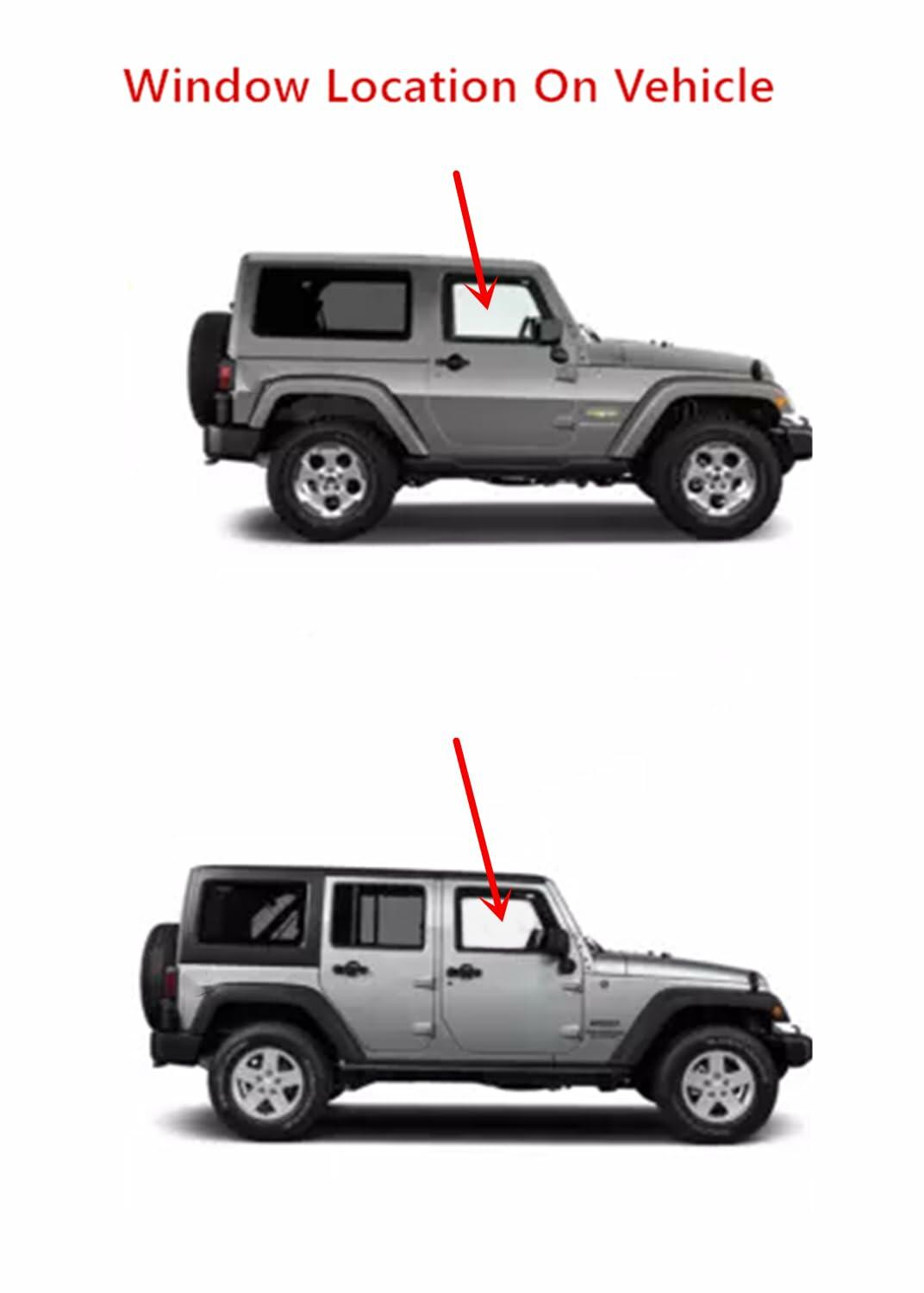 Passenger Right Side Front Door Window Door Glass Compatible with Jeep Wrangler 2007-2017 Models/ Wrangler JK 2018 Models