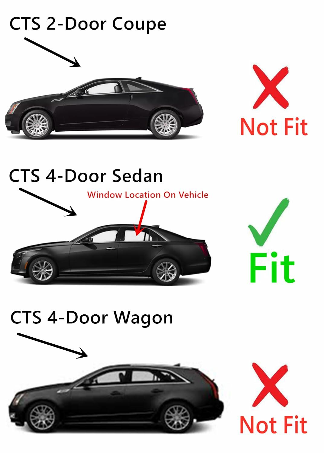 Laminated Driver Left Side Rear Door Window Door Glass Compatible with Cadillac CTS / CTS-V 4-Door Sedan 2014-2019 Models