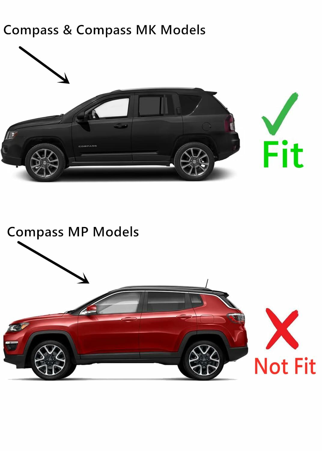 Driver Left Side Rear Door Window Door Glass Compatible With Jeep Compass 2007-2016 Models/ Compass MK 2017 Models