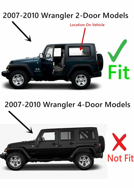 Driver Left Side Quarter Window Quarter Glass Compatible with Jeep Wrangler 2 Door Utility 2007-2010 Models