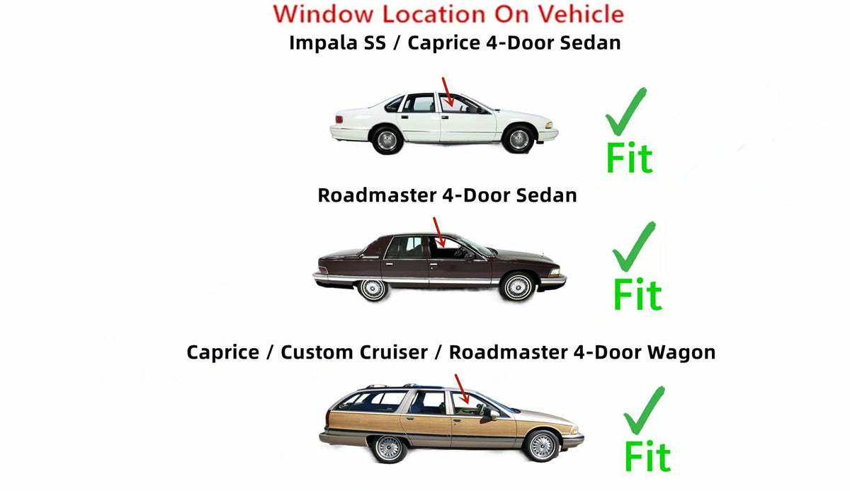 Passenger Right Side Front Door Window Door Glass Compatible with Buick Roadmaster/Chevrolet Caprice 1991-1996 Models