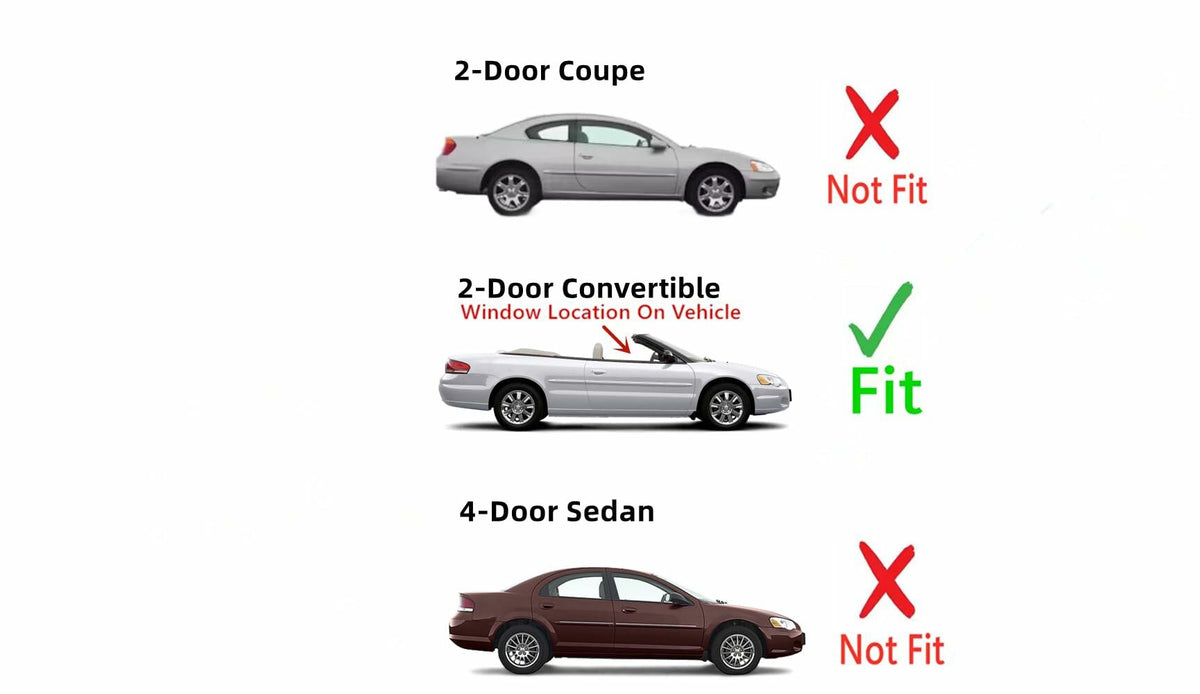 Passenger Right Side Door Window Door Glass Compatible with Chrysler Sebring 2 Door Convertible 2001-2006 Models