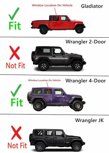 Privacy Passenger Right Side Rear Door Window Door Glass Compatible with Jeep Wrangler 2018-2026 / Gladiator 2020-2026 4 Door Models