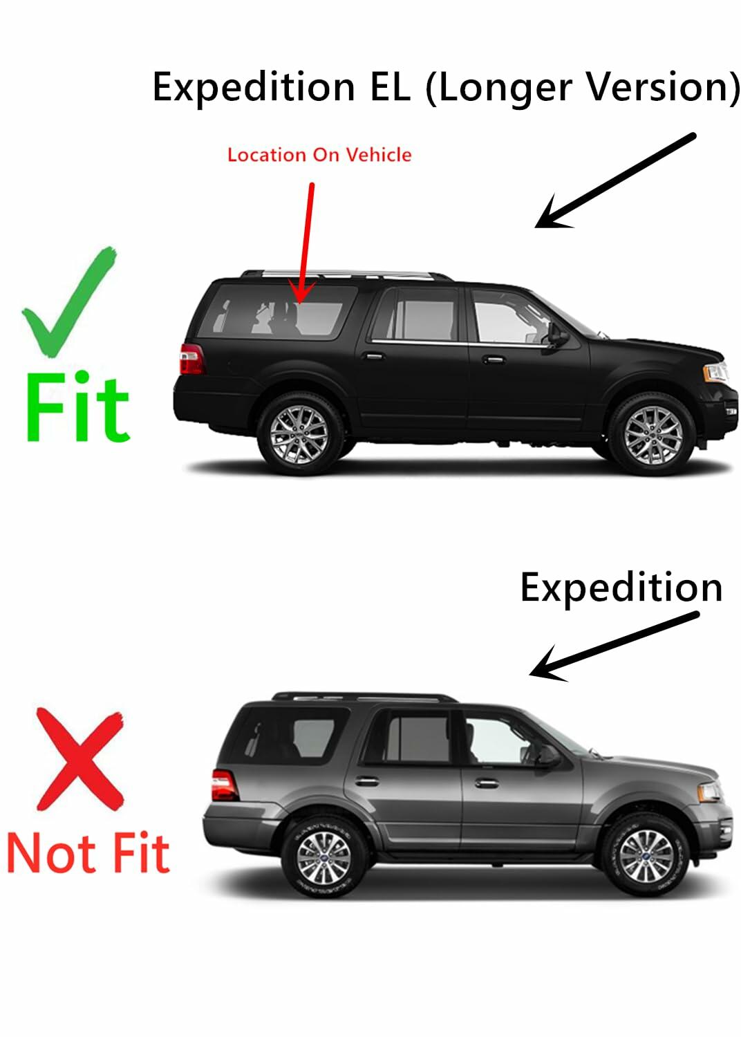 Stationary Passenger Right Side Quarter Window Quarter Glass Compatible with Ford Expedition EL Long Wheel Base 2008-2017 Models