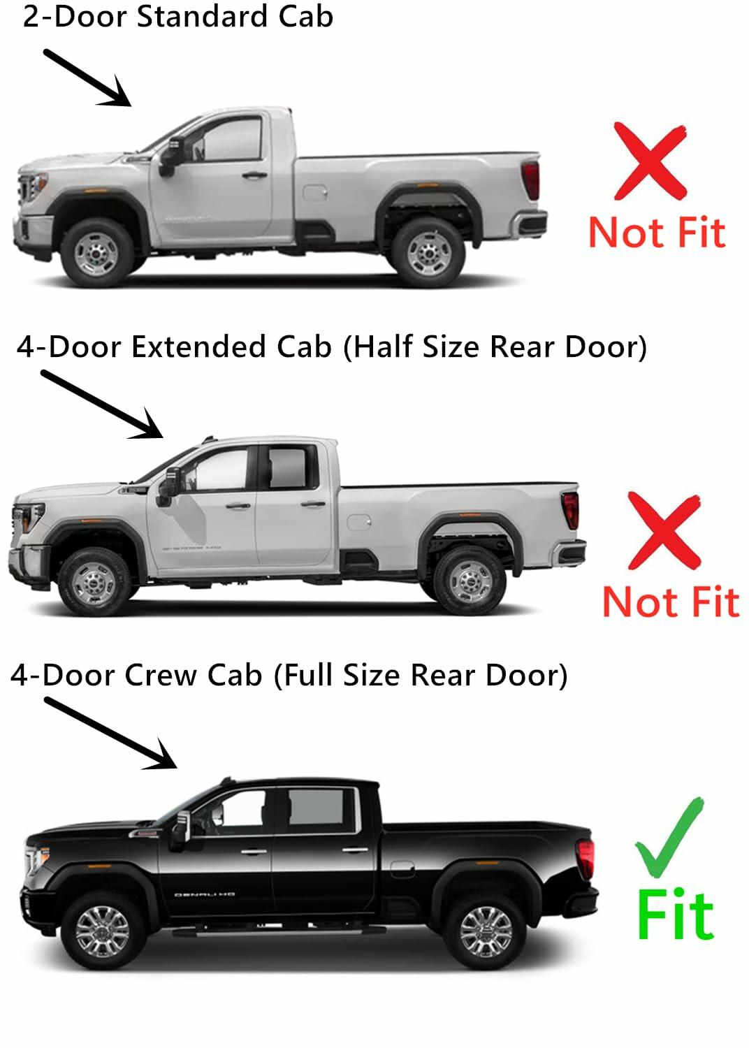 Driver Left Side Rear Door Window Door Glass Compatible with Chevrolet Silverado 2500/3500 2020-2026 & GMC Sierra 2500/3500 2020-2026 4 Door Crew Cab Pickup (Full Size Rear Door) Models