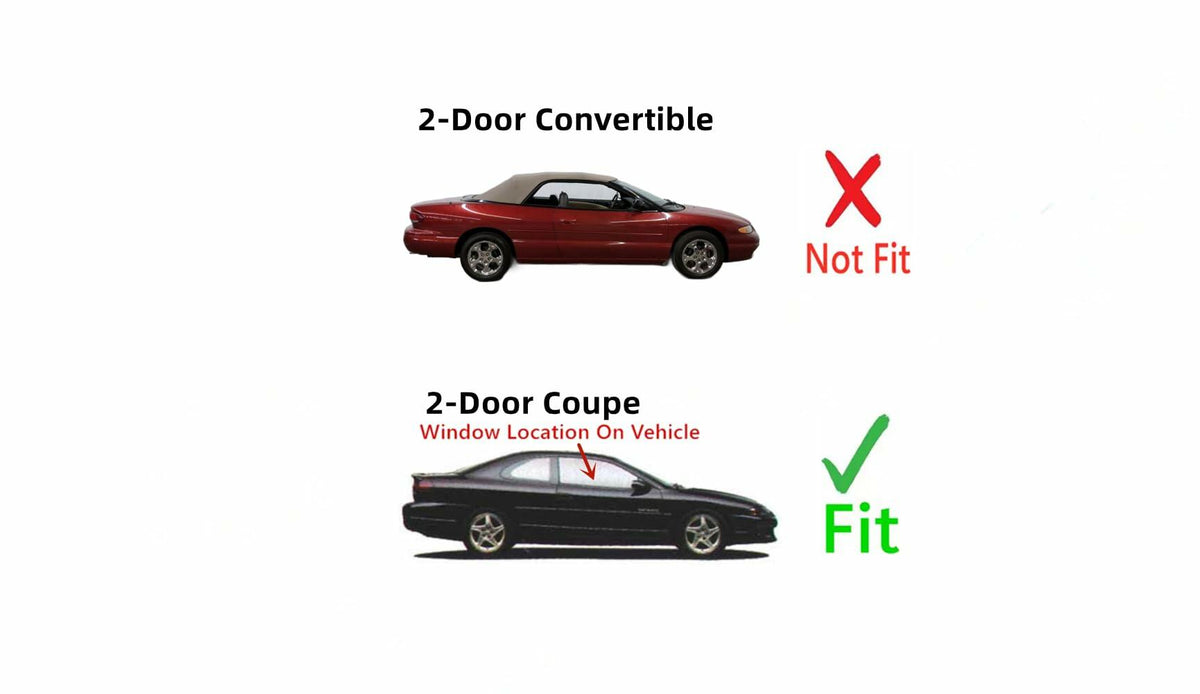 Passenger Right Side Door Window Door Glass Compatible with Chrysler Sebring/Dodge Avenger 2 Door Coupe 1995-2000 Models