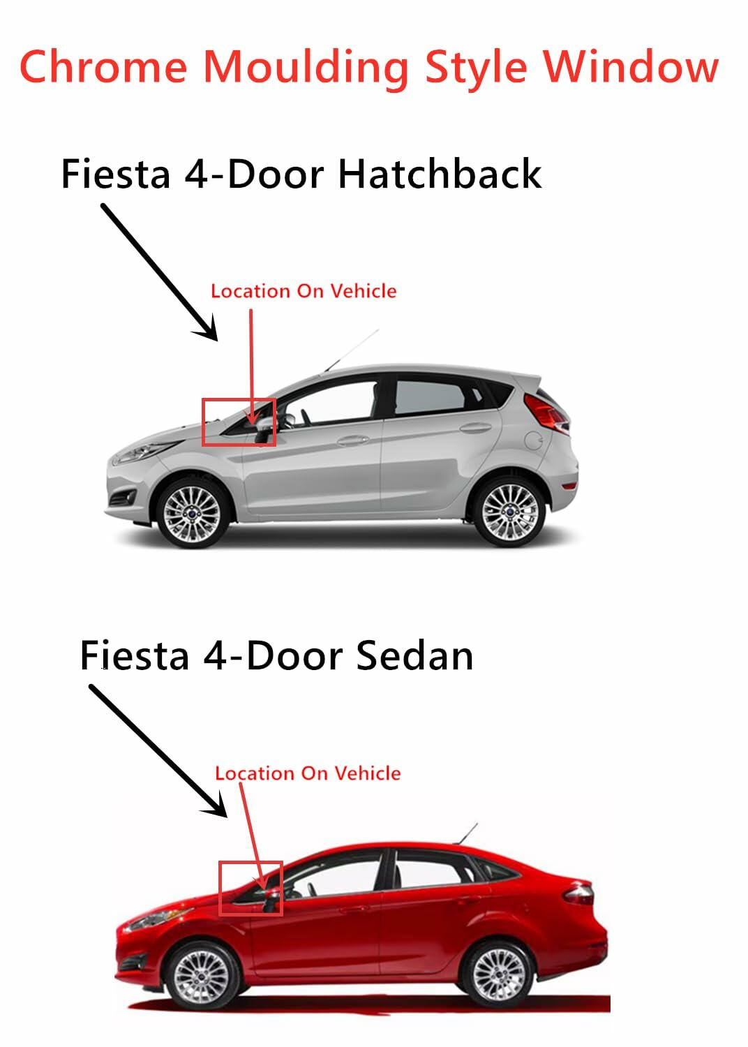 OEM Chrome Moulding Style Driver Left Side Front Vent Window Vent Glass Compatible with Ford Fiesta 2011-2019 Models
