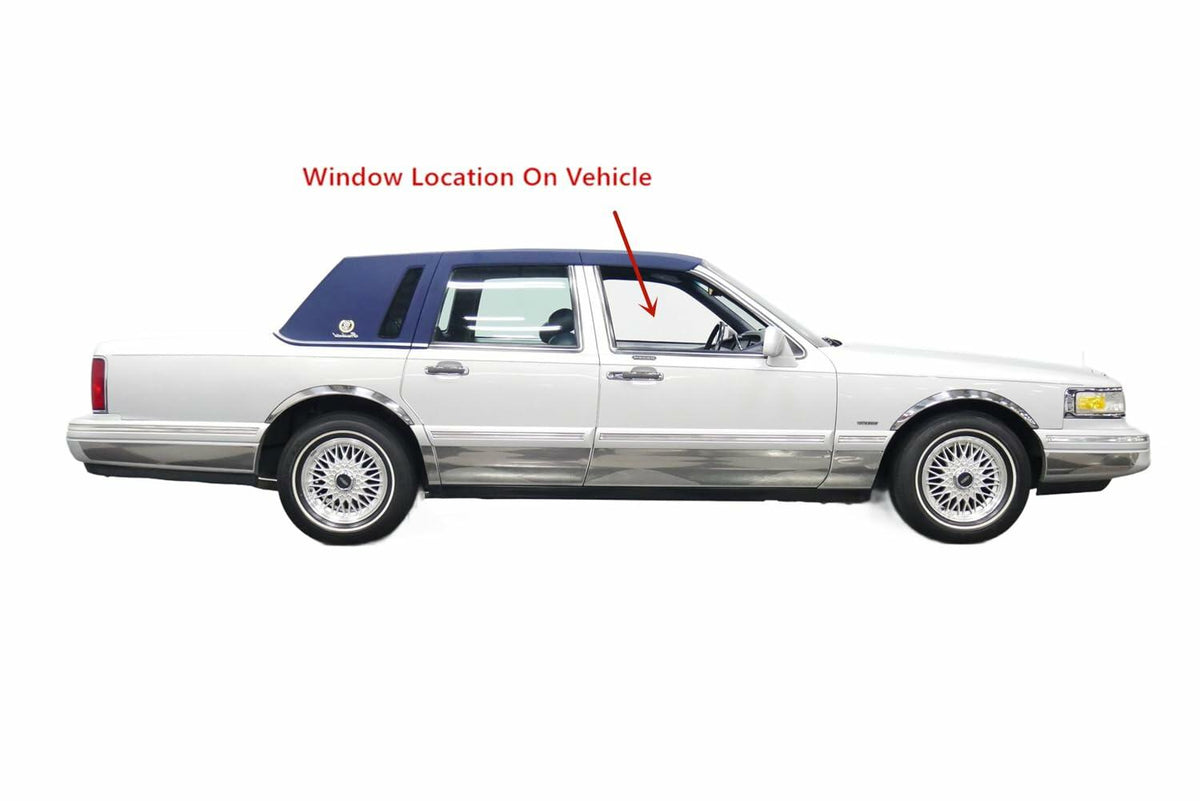 Passenger Right Side Front Door Window Door Glass Compatible with Lincoln Town Car 4 Door Sedan 1994-1997 Models
