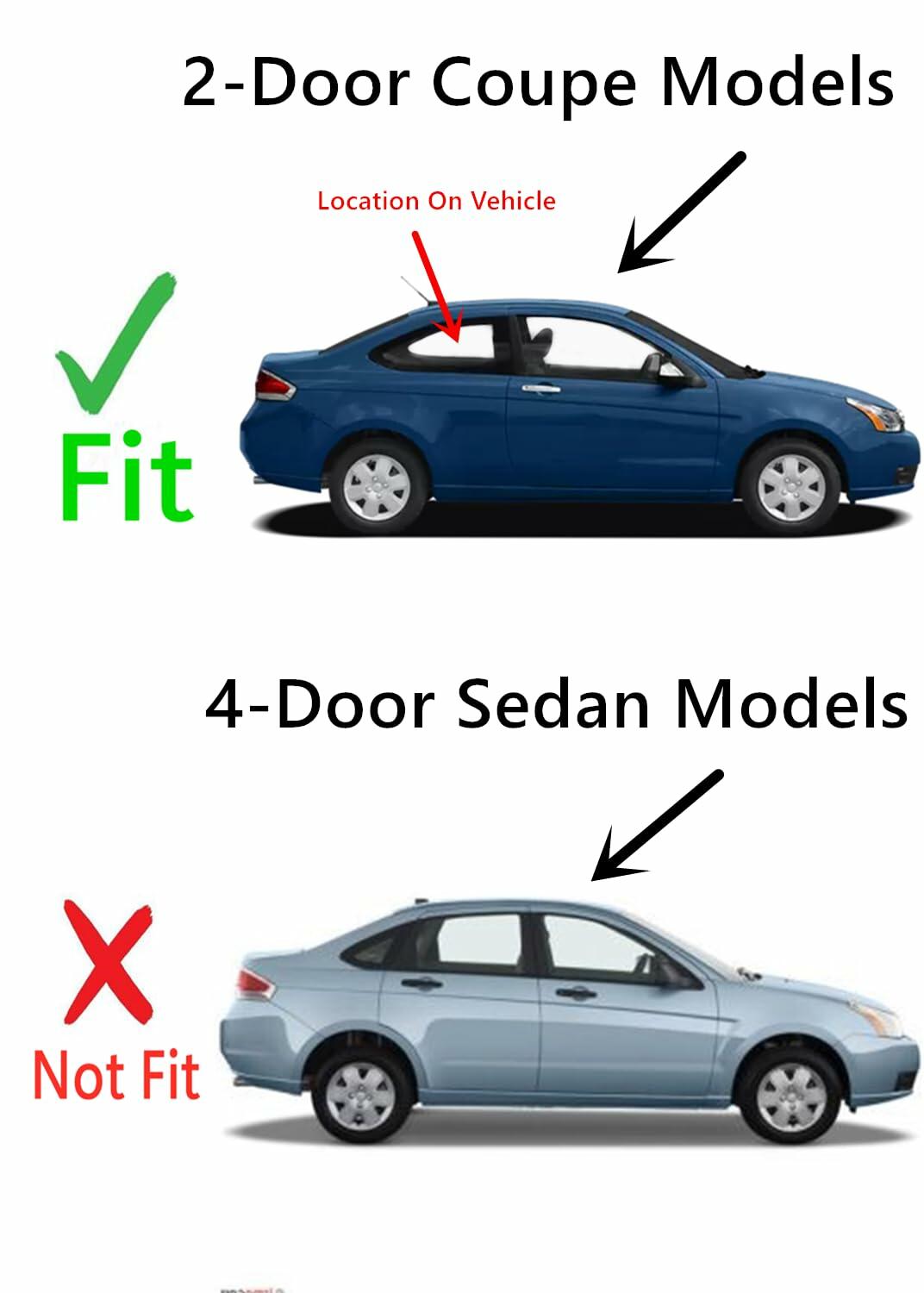 Passenger Right Side Rear Quarter Glass Quarter Window Compatible with Ford Focus 2 Door Coupe 2008-2011 Models