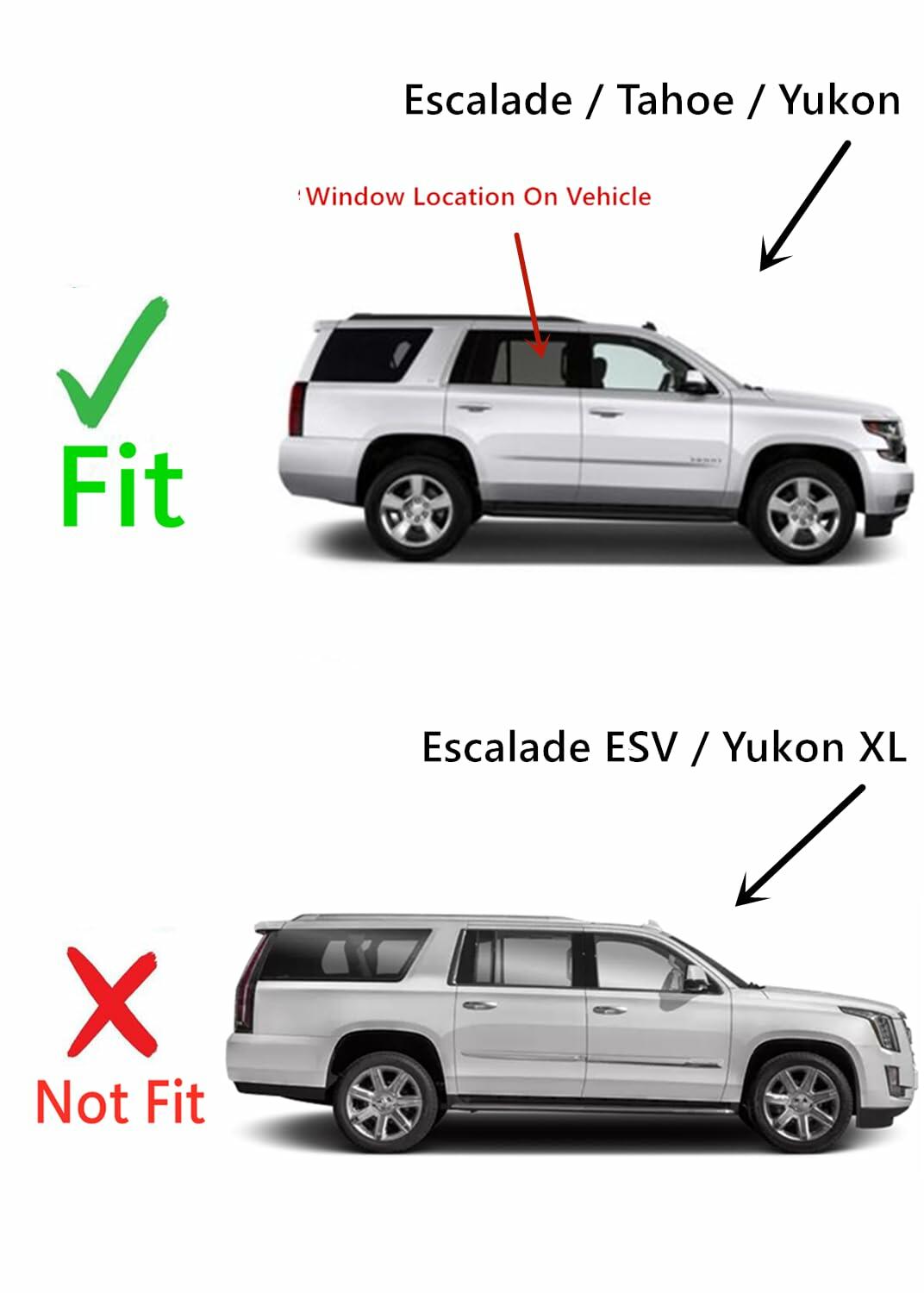Passenger Right Side Rear Door Window Door Glass Compatible with Cadillac Escalade/Chevrolet Tahoe/GMC Yukon 2015-2020 Models