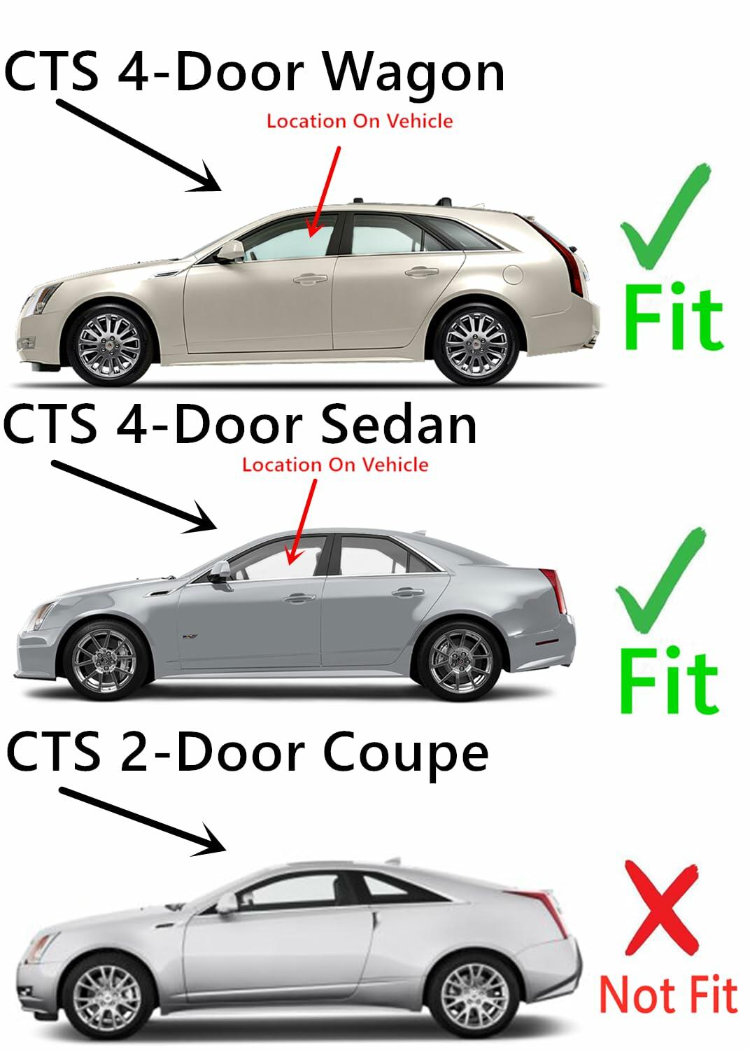 Driver Left Side Front Door Window Door Glass Compatible with Cadillac CTS 4 Door Sedan 2008-2013 Models/4 Door Wagon 2010-2014 Models